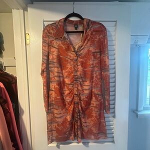 Wild Fable Orange and White Tie-Dye Shirt